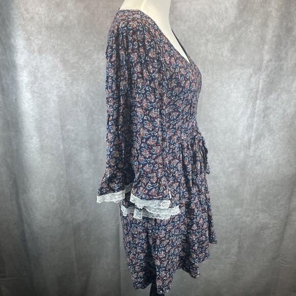 ModCloth Boho Through The Bluebells Women's M Blue Red Paisley Fit & Flare Dress - Picture 3 of 7